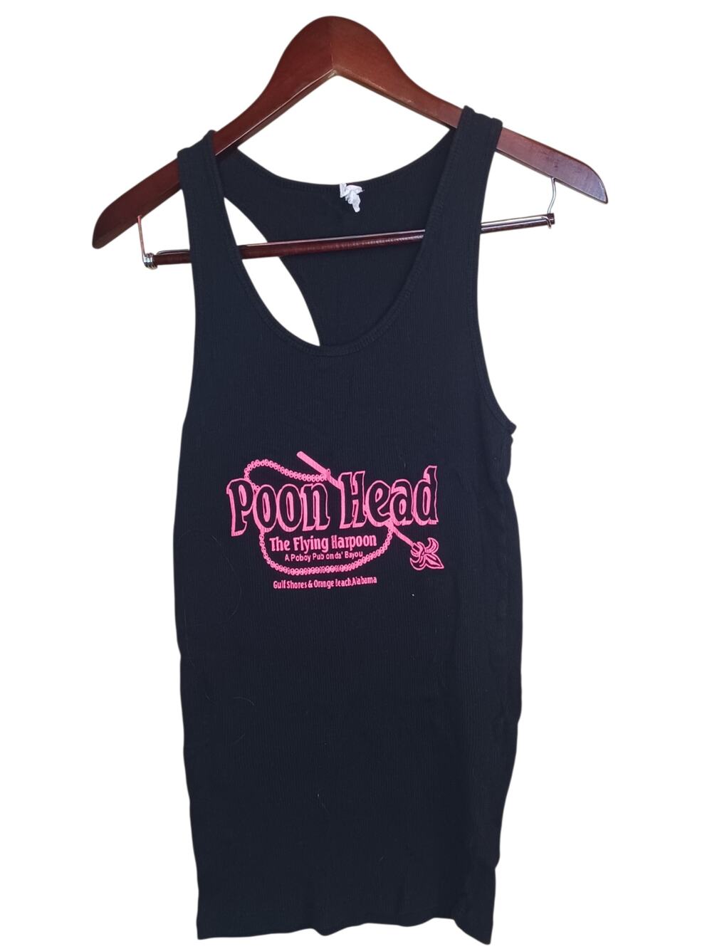 Poon Head: The Flying Harpoon PoBoy Pub Black Tank Top Size XLarge